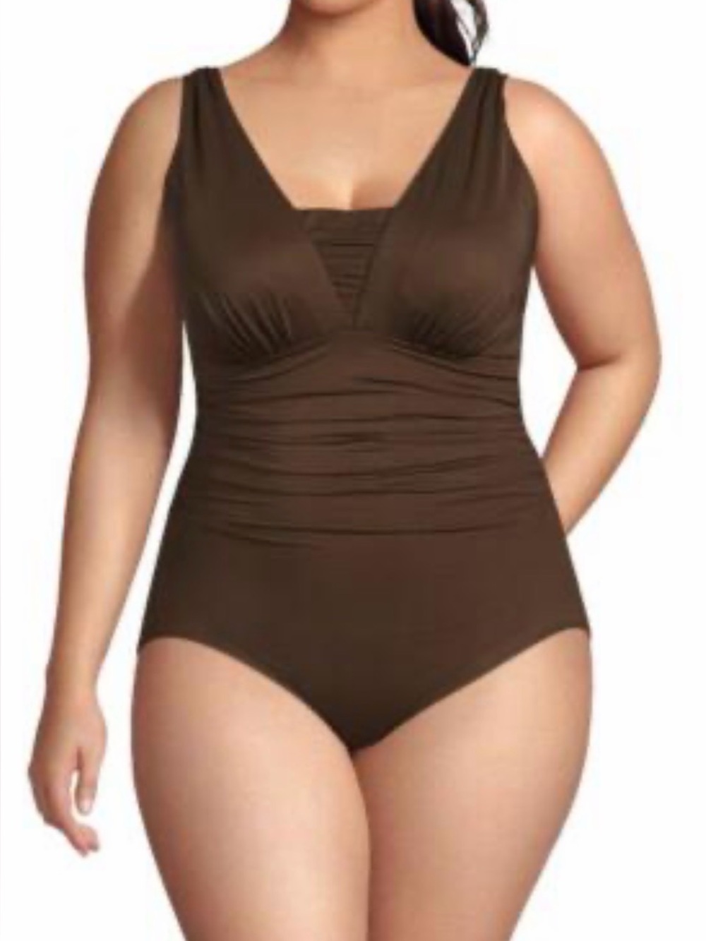 Lands’ End Women’s Swimsuit Slimming Brown Size 18W